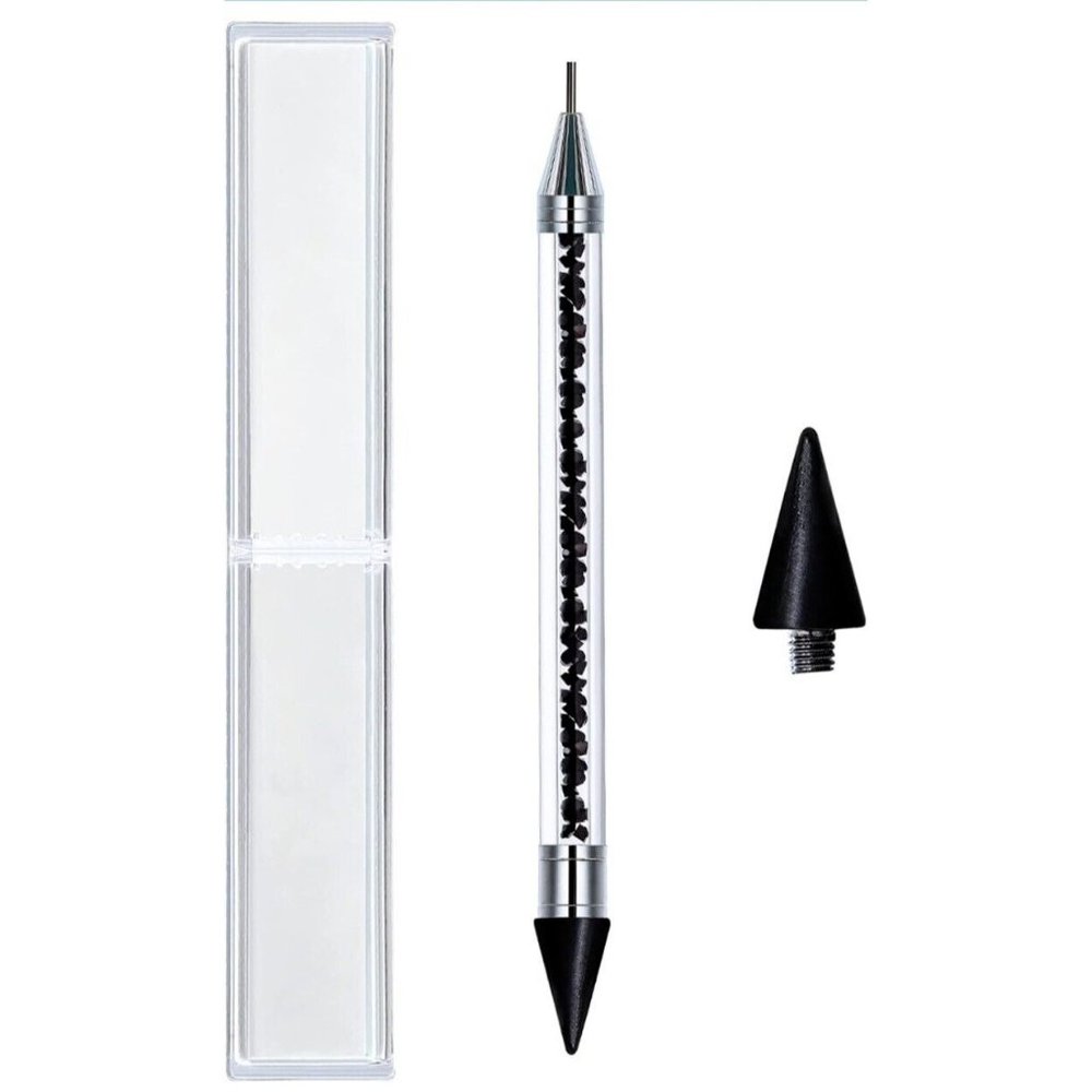 Double Head Wax Nail Rhinestone Picker Pen Acrylic Handle Application Tool New